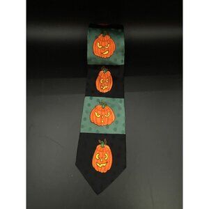 Ties In Disguise Halloween Men's Neck Tie 100% Silk Pumpkin Jack O Lantern